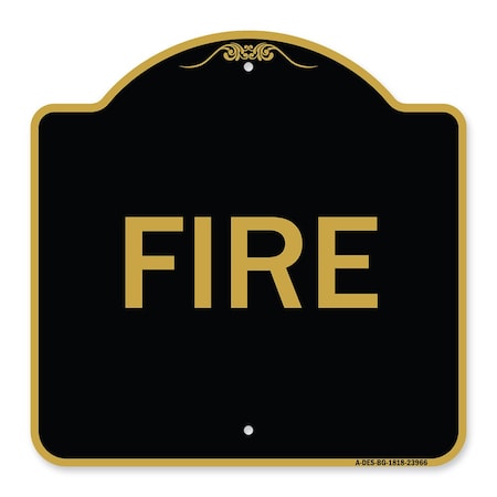 Signmission Designer Series Sign-Fire, Black & Gold Aluminum Architectural Sign, 18" x 18", BG-1818-23966 A-DES-BG-1818-23966